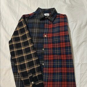 H&M Men's Dual Plaid Shirt - Red and Blue